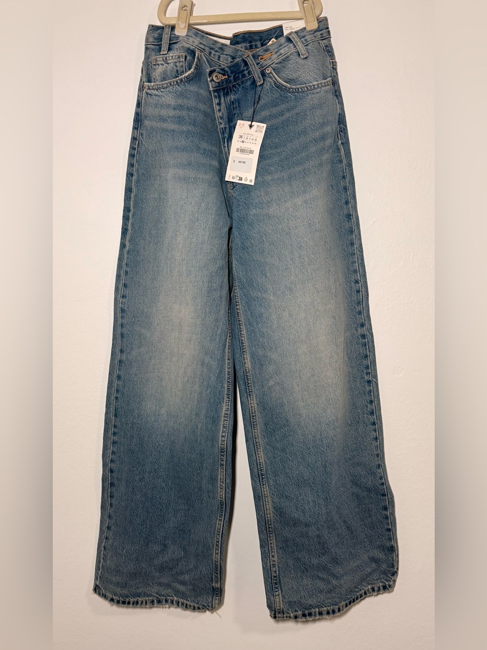 NTW ZARA Jeans Women Size 4 Blue Cotton High Rise Full Length